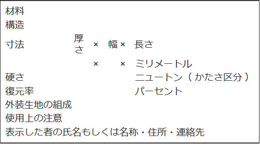 家庭用品品質表示法に基づく表示様式